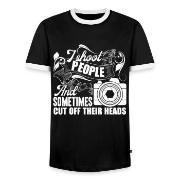 Photographer Photographer Shoot People Funny - Men's Ringer Shirt - black/white - Front - AI Model Female 172 light (172cm) & AI Model Male 178 light (178cm)
