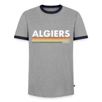 Algiers Vintage Algeria Retro Algerian - Men's Ringer Shirt - grey/navy  - Front - AI Model Female 172 light (172cm) & AI Model Male 178 light (178cm)