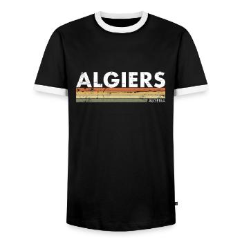 Algiers Vintage Algerien Retro Algerische - Männer Kontrast-T-Shirt - Schwarz/Weiß - Vorne - AI Model Female 172 light (172cm) & AI Model Male 178 light (178cm)