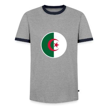 Algeria Algerian Flag Algerian - Men's Ringer Shirt - grey/navy  - Front - AI Model Female 172 light (172cm) & AI Model Male 178 light (178cm)