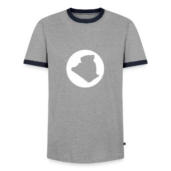 Algeria Algerian Map Algerian - Men's Ringer Shirt - grey/navy  - Front - AI Model Female 172 light (172cm) & AI Model Male 178 light (178cm)