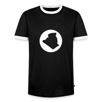 Algeria Algerian Map Algerian - Men's Ringer Shirt - black/white - Front - AI Model Female 172 light (172cm) & AI Model Male 178 light (178cm)