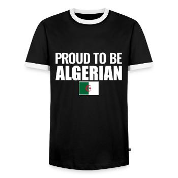 Proud To Be Algerian Algeria Algerian Flag - Men's Ringer Shirt - black/white - Front - AI Model Female 172 light (172cm) & AI Model Male 178 light (178cm)