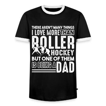 Roller Hockey Love Roller Hockey And Being Dad - Men's Ringer Shirt - black/white - Front - AI Model Female 172 light (172cm) & AI Model Male 178 light (178cm)