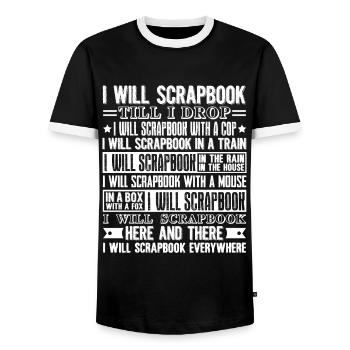 Scrapbooking I Will Scrapbook Everywhere - Men's Ringer Shirt - black/white - Front - AI Model Female 172 light (172cm) & AI Model Male 178 light (178cm)