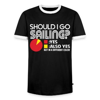 Sailing I Should Go Sailing - Men's Ringer Shirt - black/white - Front - AI Model Female 172 light (172cm) & AI Model Male 178 light (178cm)