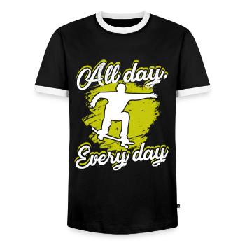 Skateboarding Skateboarding All Day Every Day - Men's Ringer Shirt - black/white - Front - AI Model Female 172 light (172cm) & AI Model Male 178 light (178cm)