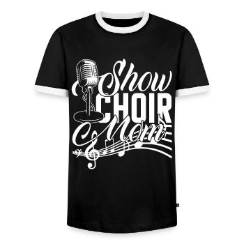 Show Choir Show Choir Mom - Men's Ringer Shirt - black/white - Front - AI Model Female 172 light (172cm) & AI Model Male 178 light (178cm)