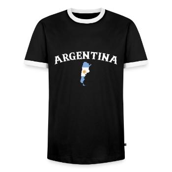 Carte de l’Argentine Drapeau de l’Argentine - T-shirt contrasté Homme - noir/blanc - Devant - AI Model Female 172 light (172cm) & AI Model Male 178 light (178cm)