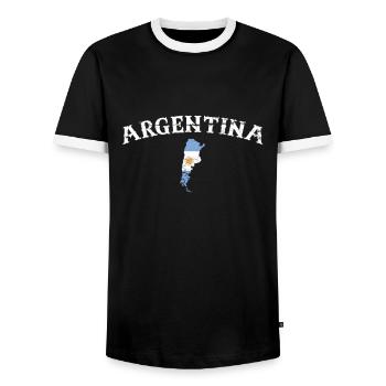 Argentina Vintage Map Argentina Flag - Men's Ringer Shirt - black/white - Front - AI Model Female 172 light (172cm) & AI Model Male 178 light (178cm)