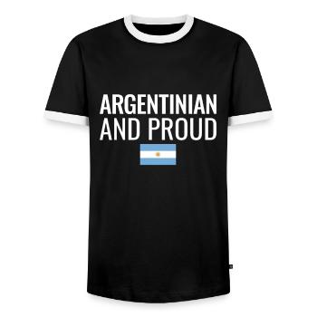 Drapeau argentin et fier de l’Argentine - T-shirt contrasté Homme - noir/blanc - Devant - AI Model Female 172 light (172cm) & AI Model Male 178 light (178cm)