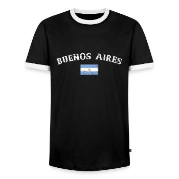 Buenos Aires Vintage Argentine drapeau - T-shirt contrasté Homme - noir/blanc - Devant - AI Model Female 172 light (172cm) & AI Model Male 178 light (178cm)