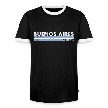 Buenos Aires Vintage Argentine drapeau - T-shirt contrasté Homme - noir/blanc - Devant - AI Model Female 172 light (172cm) & AI Model Male 178 light (178cm)