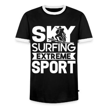 Sky Surfing Sky Surfing Extreme Sport - Men's Ringer Shirt - black/white - Front - AI Model Female 172 light (172cm) & AI Model Male 178 light (178cm)