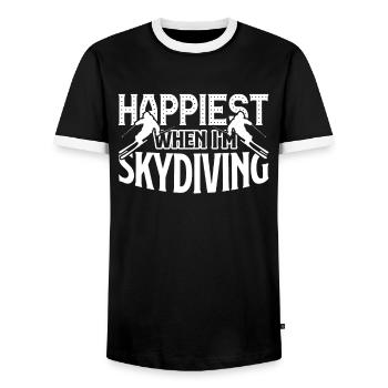 Skydiving Happiest When I'm Skydiving - Men's Ringer Shirt - black/white - Front - AI Model Female 172 light (172cm) & AI Model Male 178 light (178cm)