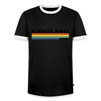 Buenos Aires Rétro Argentine Argentine - T-shirt contrasté Homme - noir/blanc - Devant - AI Model Female 172 light (172cm) & AI Model Male 178 light (178cm)