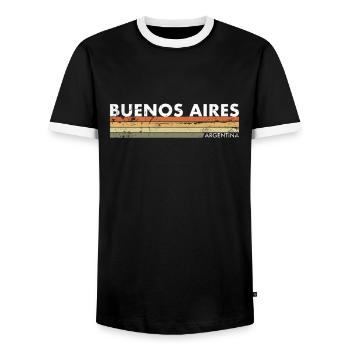 Buenos Aires Vintage Rétro Argentine - T-shirt contrasté Homme - noir/blanc - Devant - AI Model Female 172 light (172cm) & AI Model Male 178 light (178cm)