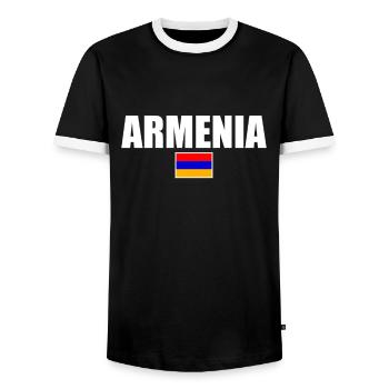 Arménie Arménie Drapeau arménien Arménien - T-shirt contrasté Homme - noir/blanc - Devant - AI Model Female 172 light (172cm) & AI Model Male 178 light (178cm)