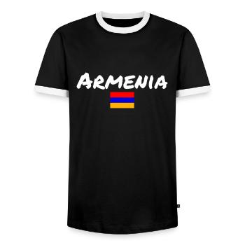 Arménie Arménie Drapeau arménien Arménien - T-shirt contrasté Homme - noir/blanc - Devant - AI Model Female 172 light (172cm) & AI Model Male 178 light (178cm)