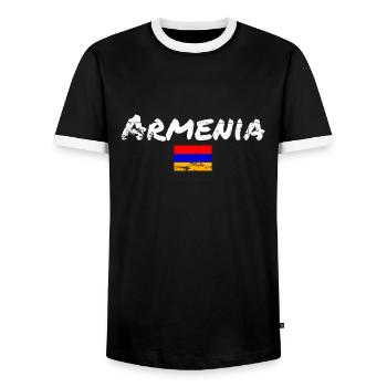 Armenia Vintage Armenien Armenische Flagge - Männer Kontrast-T-Shirt - Schwarz/Weiß - Vorne - AI Model Female 172 light (172cm) & AI Model Male 178 light (178cm)