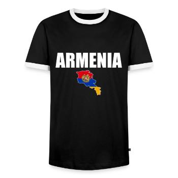 Carte de l’Arménie Arménie Drapeau arménien Arménien - T-shirt contrasté Homme - noir/blanc - Devant - AI Model Female 172 light (172cm) & AI Model Male 178 light (178cm)