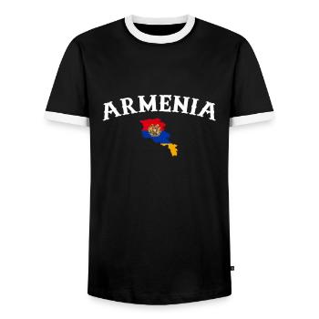 Carte de l’Arménie Arménie Drapeau arménien Arménien - T-shirt contrasté Homme - noir/blanc - Devant - AI Model Female 172 light (172cm) & AI Model Male 178 light (178cm)