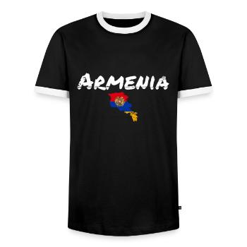 Armenia Vintage Karte Armenien Armenische Flagge - Männer Kontrast-T-Shirt - Schwarz/Weiß - Vorne - AI Model Female 172 light (172cm) & AI Model Male 178 light (178cm)