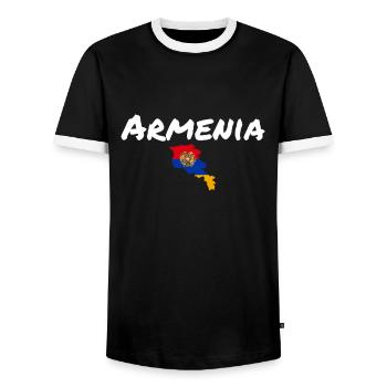 Carte de l’Arménie Arménie Drapeau arménien Arménien - T-shirt contrasté Homme - noir/blanc - Devant - AI Model Female 172 light (172cm) & AI Model Male 178 light (178cm)