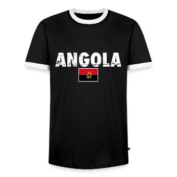 Angola Vintage Angolan Flag Angolan - Men's Ringer Shirt - black/white - Front - AI Model Female 172 light (172cm) & AI Model Male 178 light (178cm)