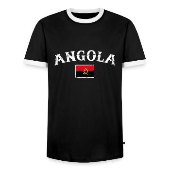 Angola Vintage Angolan Flag Angolan - Men's Ringer Shirt - black/white - Front - AI Model Female 172 light (172cm) & AI Model Male 178 light (178cm)