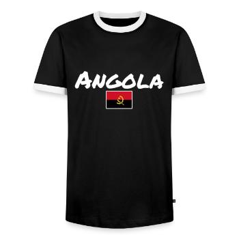 Angola Angolan Flag Angolan - Men's Ringer Shirt - black/white - Front - AI Model Female 172 light (172cm) & AI Model Male 178 light (178cm)