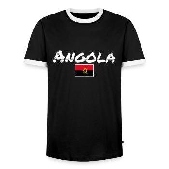 Angola Vintage Angolan Flag Angolan - Men's Ringer Shirt - black/white - Front - AI Model Female 172 light (172cm) & AI Model Male 178 light (178cm)