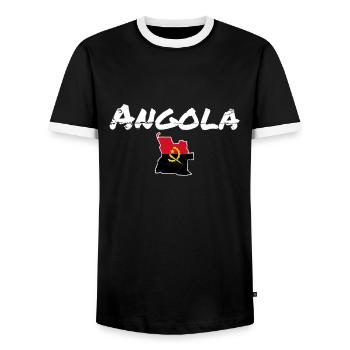 Angola Vintage Map Angolan Flag Angolan - Men's Ringer Shirt - black/white - Front - AI Model Female 172 light (172cm) & AI Model Male 178 light (178cm)