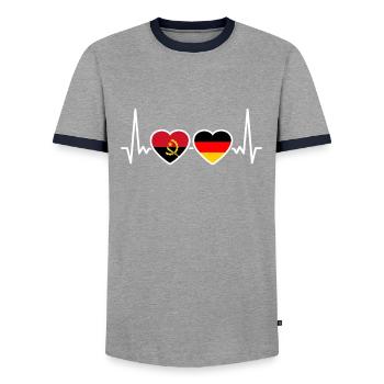 Angola Allemagne Heartbeat Flag Angolan - T-shirt contrasté Homme - gris/marine  - Devant - AI Model Female 172 light (172cm) & AI Model Male 178 light (178cm)