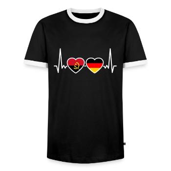 Angola Germany Heartbeat Flag Angolan - Men's Ringer Shirt - black/white - Front - AI Model Female 172 light (172cm) & AI Model Male 178 light (178cm)