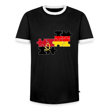 Angola Allemagne Drapeau Allemands Angolais - T-shirt contrasté Homme - noir/blanc - Devant - AI Model Female 172 light (172cm) & AI Model Male 178 light (178cm)