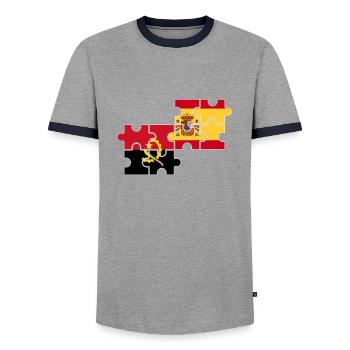 Drapeau de l’Angola Espagne Espagnol Angola - T-shirt contrasté Homme - gris/marine  - Devant - AI Model Female 172 light (172cm) & AI Model Male 178 light (178cm)