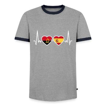Angola Espagne Vintage Heartbeat drapeau angolais - T-shirt contrasté Homme - gris/marine  - Devant - AI Model Female 172 light (172cm) & AI Model Male 178 light (178cm)