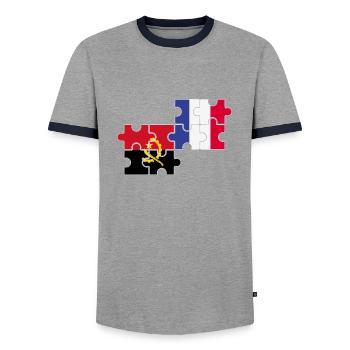 Drapeau de l’Angola France Angola - T-shirt contrasté Homme - gris/marine  - Devant - AI Model Female 172 light (172cm) & AI Model Male 178 light (178cm)