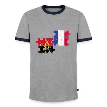 Angola France Vintage Drapeau Angolais - T-shirt contrasté Homme - gris/marine  - Devant - AI Model Female 172 light (172cm) & AI Model Male 178 light (178cm)