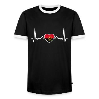 Angola Heartbeat Angolan Flag Angolan - Men's Ringer Shirt - black/white - Front - AI Model Female 172 light (172cm) & AI Model Male 178 light (178cm)