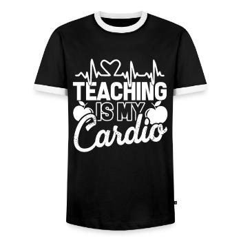 Teacher Teacher Teaching Is My Cardio - Men's Ringer Shirt - black/white - Front - AI Model Female 172 light (172cm) & AI Model Male 178 light (178cm)