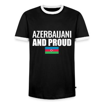 Azerbaijani And Proud Azerbaijan Flag - Men's Ringer Shirt - black/white - Front - AI Model Female 172 light (172cm) & AI Model Male 178 light (178cm)