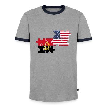 Angola USA Drapeau Américain Angola - T-shirt contrasté Homme - gris/marine  - Devant - AI Model Female 172 light (172cm) & AI Model Male 178 light (178cm)