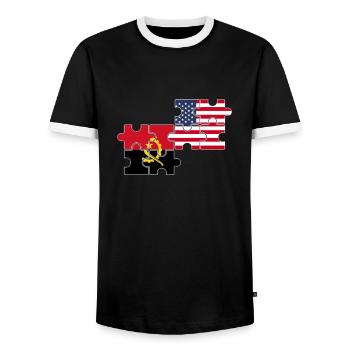 Angola USA Flag American Angolan - Men's Ringer Shirt - black/white - Front - AI Model Female 172 light (172cm) & AI Model Male 178 light (178cm)