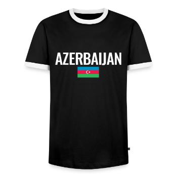 Azerbaijan Aserbaidschan Aserbaidschanische Flagge - Männer Kontrast-T-Shirt - Schwarz/Weiß - Vorne - AI Model Female 172 light (172cm) & AI Model Male 178 light (178cm)