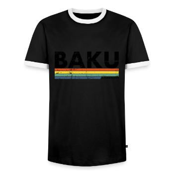 Baku Vintage Azerbaijan Aserbaidschan - Männer Kontrast-T-Shirt - Schwarz/Weiß - Vorne - AI Model Female 172 light (172cm) & AI Model Male 178 light (178cm)
