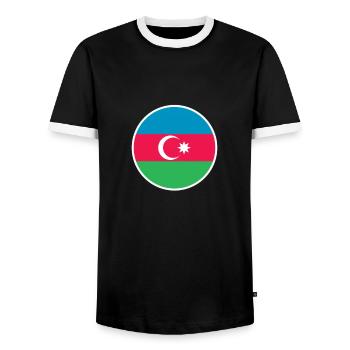 Aserbaidschan Aserbaidschanische Flagge - Männer Kontrast-T-Shirt - Schwarz/Weiß - Vorne - AI Model Female 172 light (172cm) & AI Model Male 178 light (178cm)