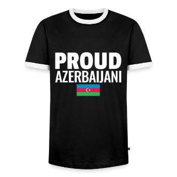 Proud Azerbaijani Azerbaijan Flag - Men's Ringer Shirt - black/white - Front - AI Model Female 172 light (172cm) & AI Model Male 178 light (178cm)