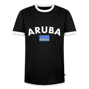 Aruba Arubanische Flagge Arubaner - Männer Kontrast-T-Shirt - Schwarz/Weiß - Vorne - AI Model Female 172 light (172cm) & AI Model Male 178 light (178cm)